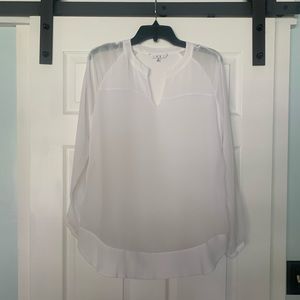 CAbi “Allure” white sheer chiffon blouse